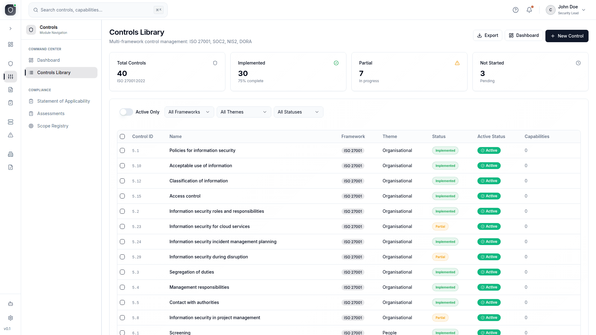 Controls library screenshot